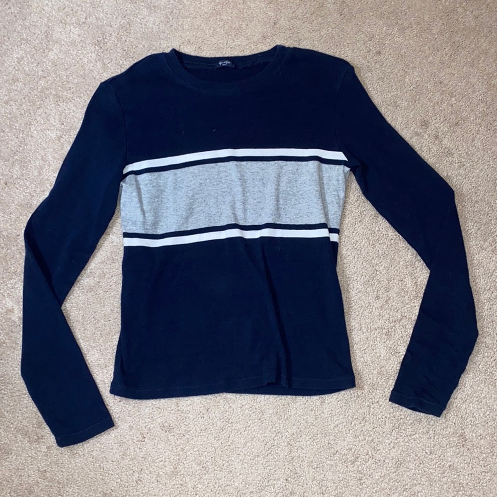 Navy Blue with Gray and White Strip